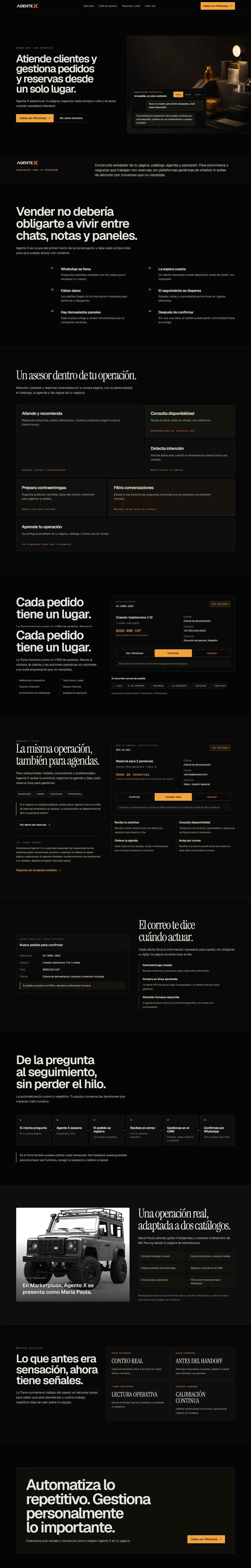 Página de inicio de Agente X en escritorio