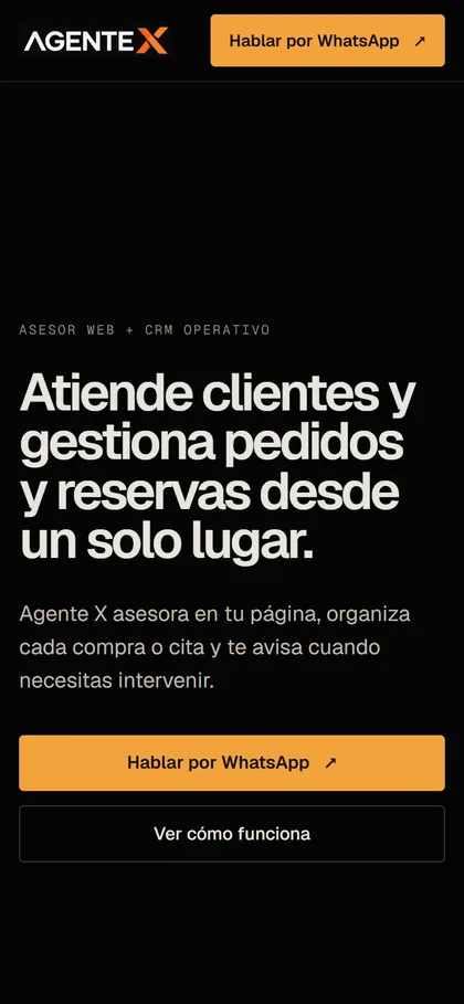 Página de inicio de Agente X en celular